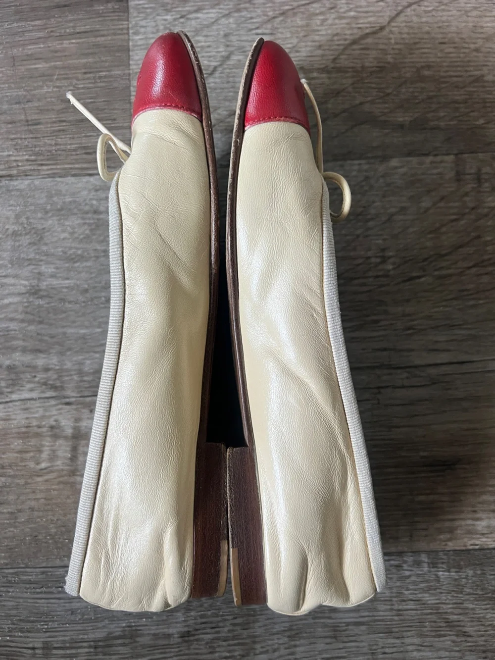 Chanel Red Cap Toe Ballet Flats in Beige
